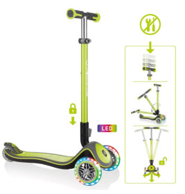 GLOBBER ELITE DELUXE LIGHTS lime grün, mit Leuchtrollen