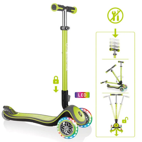 GLOBBER ELITE DELUXE LIGHTS lime grün, mit Leuchtrollen
