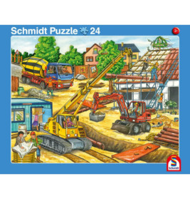 2er Set Rahmenpuzzles Fahrt mit dem Müllauto 16 Teile/Achtung, Baustelle! 24 Tei