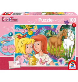 Schmidt Spiele Puzzle Bibi und Tina Pferdeglück 100 Teile mit Slap-Snap-Band