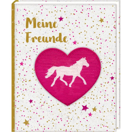Taschenbuch-Freundebuch Pferdefreunde mit Wendepailletten sortiert