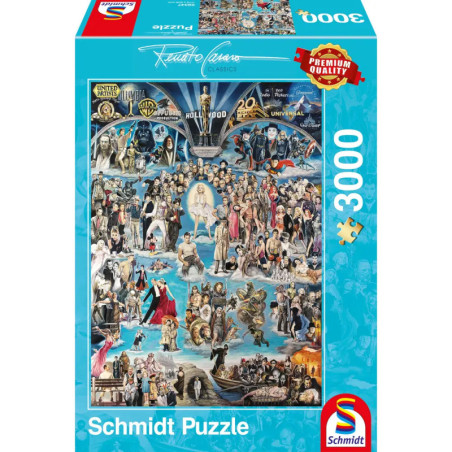 Schmidt Puzzle mit 3000 Teilen und Collage klassischer Hollywood-Filmszenen und -Charaktere. Schmidt Puzzle mit 3000 Teilen und Collage klassischer Hollywood-Filmszenen und -Charaktere.