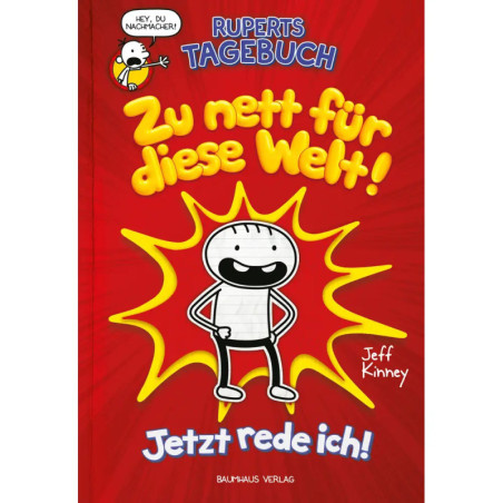 Rotes Buchcover mit Comicfigur in der Mitte und gelbem Schriftzug Zu nett für diese Welt!.