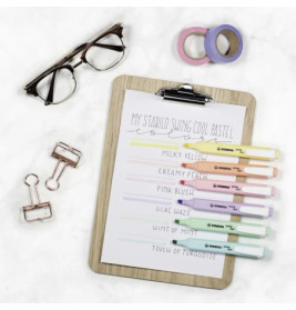 Textmarker - STABILO swing cool Pastel Edition - 4er Pack - Hauch von Minzgrün, rosiges Rouge, Schimmer von Lila, zart