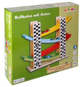 SpielMaus Holz Rollbahn mit Autos