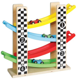 SpielMaus Holz Rollbahn mit Autos