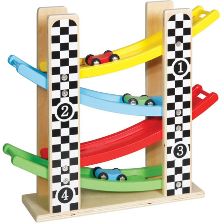 SpielMaus Holz Rollbahn mit Autos