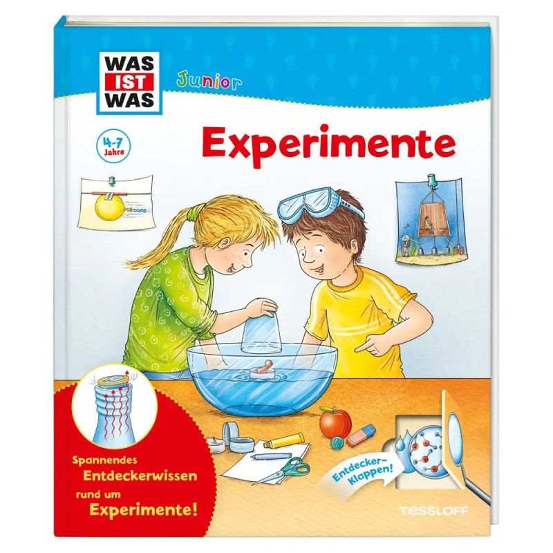 Kinder führen auf dem Cover eines deutschen Buchs mit dem Titel Experimente Versuche mit Wasser durch. Kinder führen auf dem Cover eines deutschen Buchs mit dem Titel Experimente Versuche mit Wasser durch.