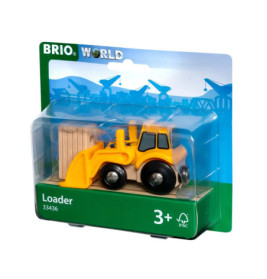 Spielzeug-Bagger in Verpackung, beschriftet mit Loader, geeignet ab 3 Jahren, von BRIO World.