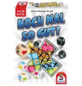 Noch Mal So Gut!-Spielschachtel mit bunten Würfeln, Wertungsblock und Schmidt Spiele Logo.