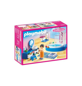 Playmobil Puppenhaus-Set: Schachtel mit Badszene, 51 Teilen und einer Spielfigur.