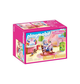 Playmobil Puppenhaus Set mit Schaukelstuhl-Szene, geeignet für Kinder von 4-10 Jahren, enthält 43 Teile.
