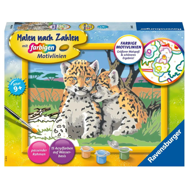 Ravenburger 28486 Malen nach Zahlen Kleine Leoparden Malen nach Zahlen Serie D