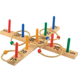 Outdoor active Ringwurfspiel aus Holz mit 9 Stäben