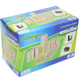 Outdoor Active Kubb-Spielset in Box mit Holzfiguren, empfohlen ab 5 Jahren.