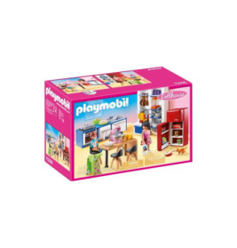 Playmobil Puppenhaus Küche: Spielset-Box mit abgebildetem Zubehör und Spielzeug auf der Verpackung.