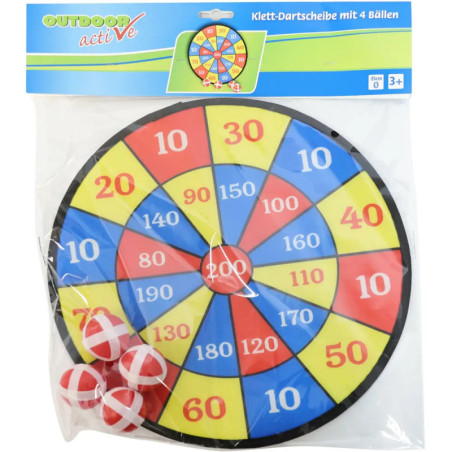 Outdoor active Dartscheibe Klett mit 4 Bällen, _  35 cm