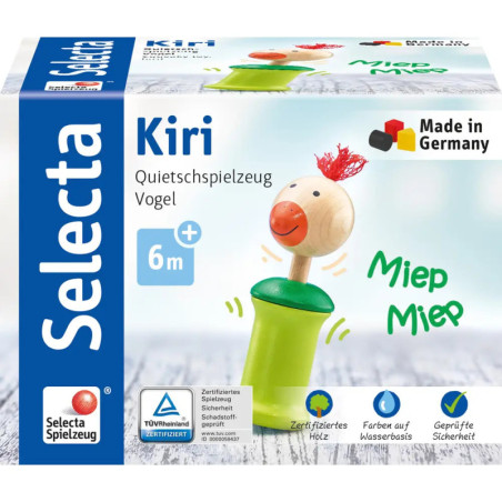 Selecta Kiri Vogel, Greifling mit Quietsche, 13 cm - NEU