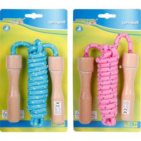 Outdoor active Springseil bunt, Holzgriff, Länge 250 cm, sortiert Outdoor active Springseil bunt, Holzgriff, Länge 250 cm, sortiert