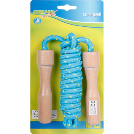 Outdoor active Springseil bunt, Holzgriff, Länge 250 cm, sortiert