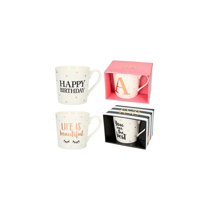 Depesche Porzellan Becher mit  Sprüchen und Buchstaben Depesche Porzellan Becher mit  Sprüchen und Buchstaben