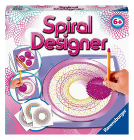 Spiral Designer-Set für Kinder ab 6 Jahren mit bunten Spiralmustern, zeichnenden Händen und Kit-Inhalt auf der Box.