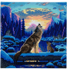 Crystal Art Leinwand Heulende Wölfe 30x30 cm