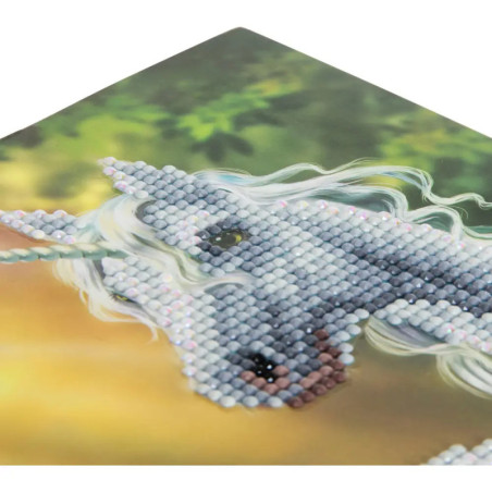 Crystal Art Grußkarte Einhorn im Sonnenschein 18x18cm