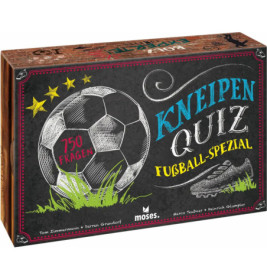 Gesellschaftsspiel Kneipen Quiz Fußball-Spezial: Box mit Ball, Sternen, Schuh, enthält 750 Fragen.