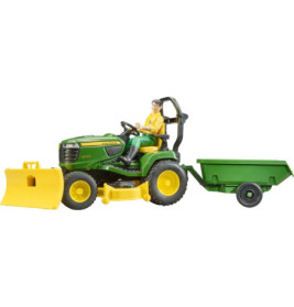 bworld John Deere Aufsitzrasenmäher, Anhänger + Gärtner