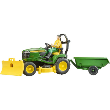 bworld John Deere Aufsitzrasenmäher, Anhänger + Gärtner