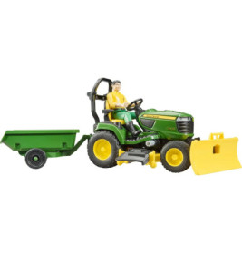 bworld John Deere Aufsitzrasenmäher, Anhänger + Gärtner