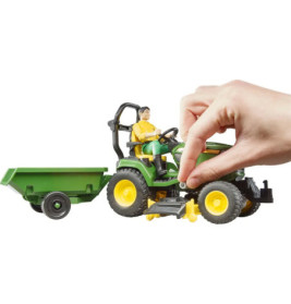 bworld John Deere Aufsitzrasenmäher, Anhänger + Gärtner