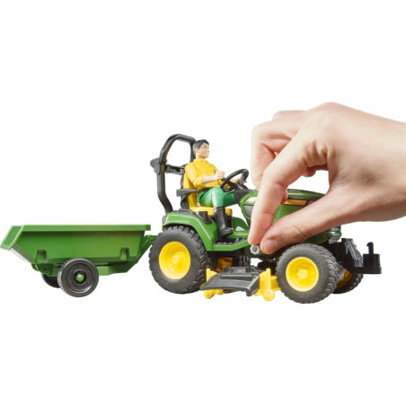 bworld John Deere Aufsitzrasenmäher, Anhänger + Gärtner