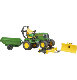 bworld John Deere Aufsitzrasenmäher, Anhänger + Gärtner