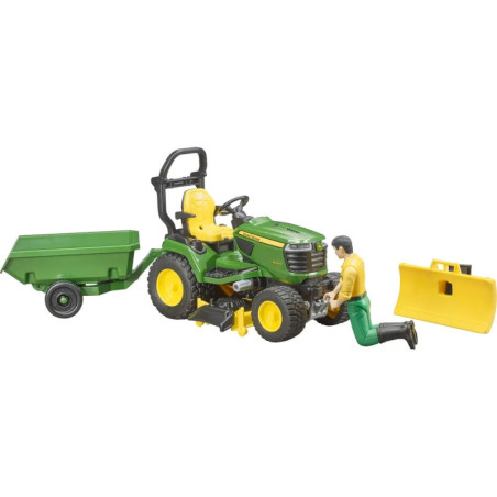 bworld John Deere Aufsitzrasenmäher, Anhänger + Gärtner