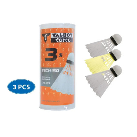 Talbot-Torro - Badminton-Ball TECH 150, 3er Dose (2x weiß / 1x gelb)