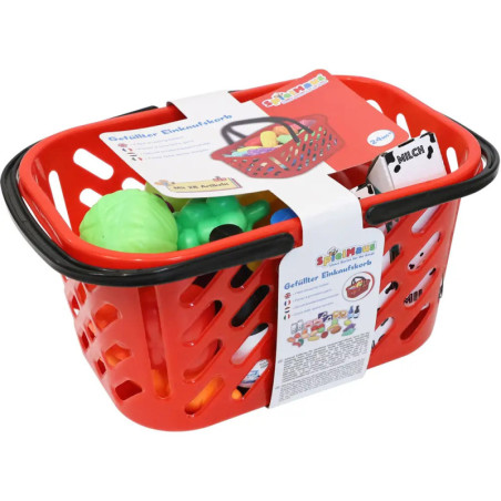 SpielMaus Küche Einkaufskorb mit Zubehör, 29-teilig
