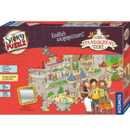 Schule der magischen Tiere Puzzle: Schlossmotiv mit Figuren und Spiegel, geeignet für Kinder ab 8 Jahren.