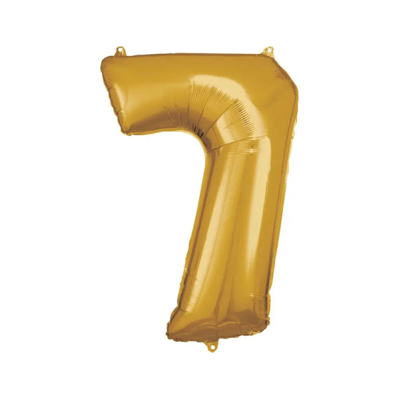 Grosse Zahl 7 Gold Folienballon N34 58 cm x 88 cm
