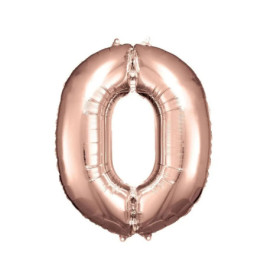 Grosse Zahl 0 Rosé Gold Folienballon N34 66 cm x 88 cm