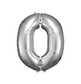Grosse Zahl 0 Silber Folienballon N34 66 cm x 88 cm