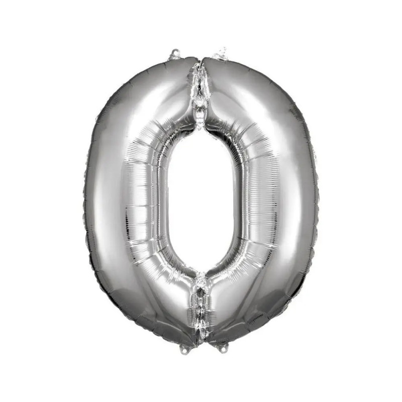 Grosse Zahl 0 Silber Folienballon N34 66 cm x 88 cm