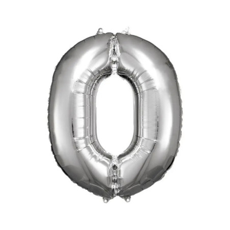 Grosse Zahl 0 Silber Folienballon N34 66 cm x 88 cm