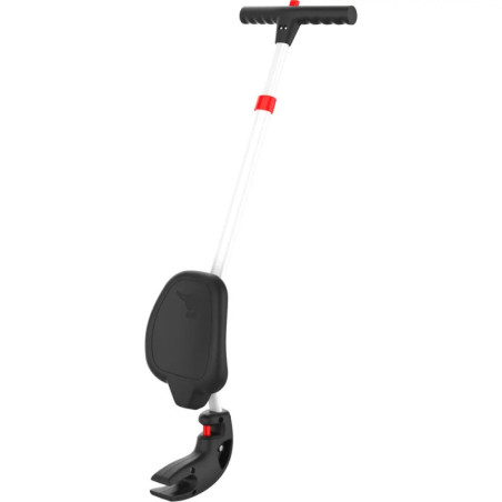 Weiß-schwarzes Greifwerkzeug mit rotem Akzent, Griff und klauenartigem Greifende.