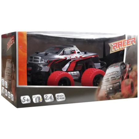 Ferngesteuerter Spielzeug-Lkw mit roten Rädern in Racer-Box, ab 5 Jahren, 2,4 GHz, sofort fahrbereit.