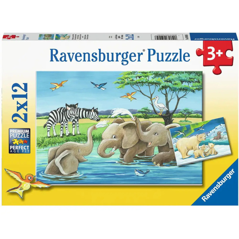 Ravenburger 5095 Puzzle Tierkinder aus aller Welt 2 X 12 Teile