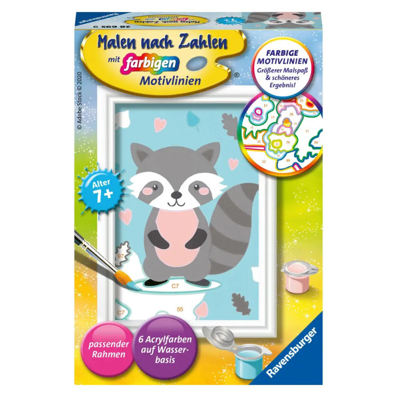 Ravenburger 28695 Malen nach Zahlen Süßer Waschbär Malen nach Zahlen Serie F