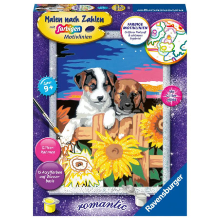 Ravenburger 28765 Malen nach Zahlen Welpen im Sonnenuntergang Malen nach Zahlen Serie Romantic
