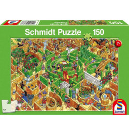 Schmidt Puzzle mit 150 Teilen, auf der Schachtel ein buntes Labyrinth mit Drachen und Menschen abgebildet.